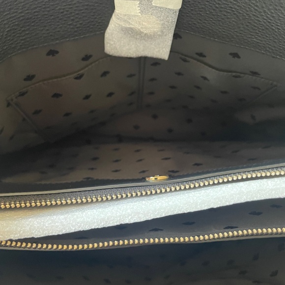 Kate Spade Large Triple Compartment Shoulder Bag Tote Pebble Black Leather - Picture 9 of 11